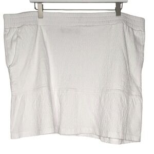 Lands End Womens Summer Tiered Crinkle Knit Gauze Pocket Skirt White SZ 18‎ XL
